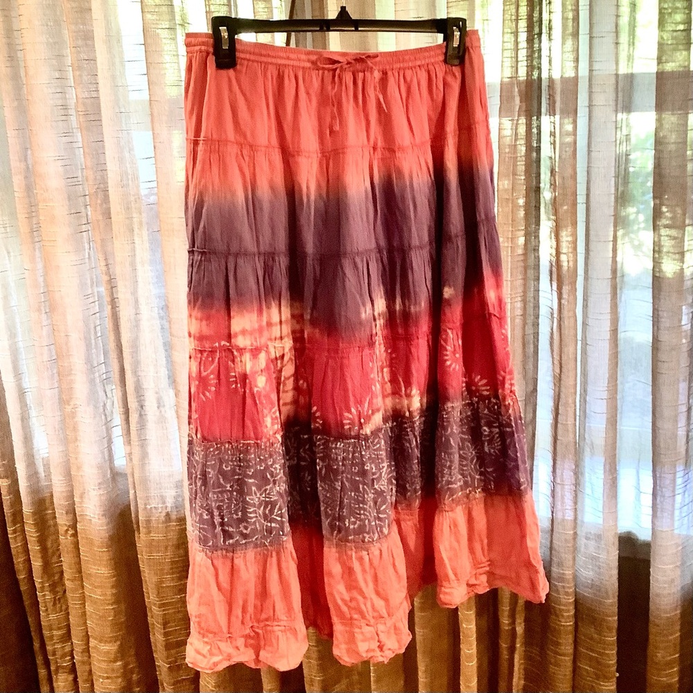 Bohemian Tie-Dye Maxi Skirt - Multicolor XL Great Northwest Indigo
